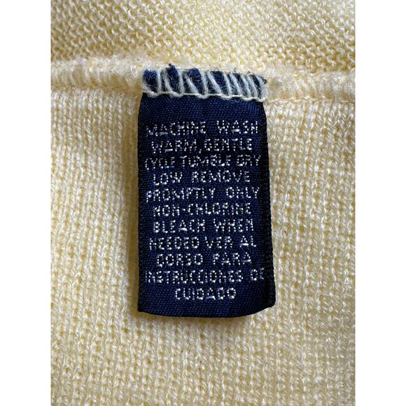 Izod Sweater Men Large Yellow Cardigan V-Neck Knit Crest Preppy Grandpa Academia - Picture 5 of 5